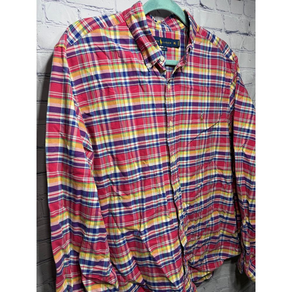 Ralph Lauren Mens Plaid Button Down Pink Multi Sz XL Classic Fit Cotton - Picture 2 of 6
